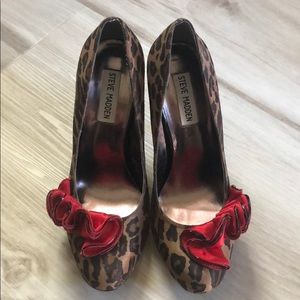 Steve Madden Leopard and Red Accent 5” Heels